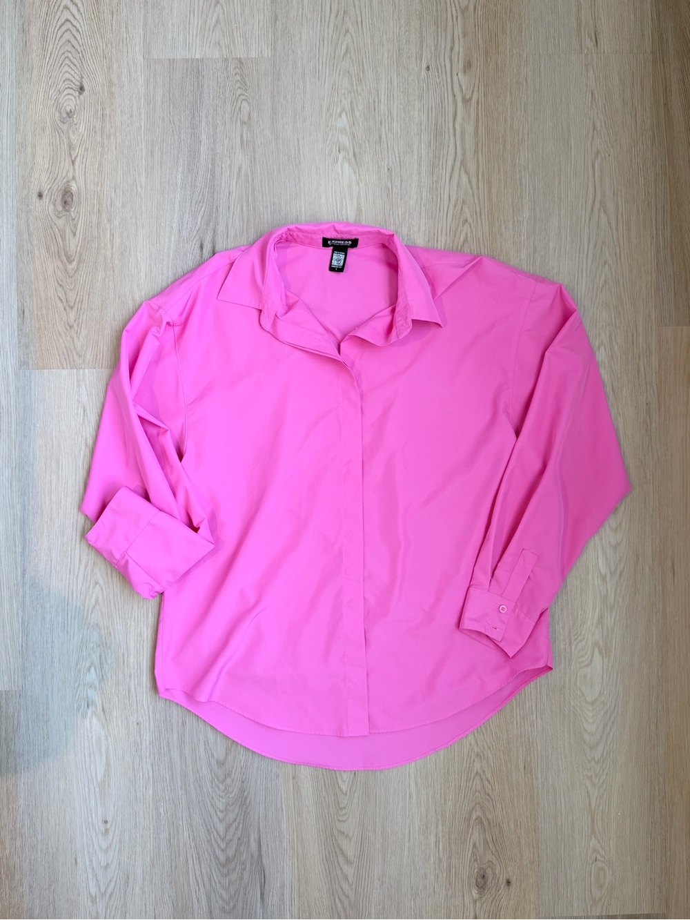 Express Oversized Hot Pink Button-Down Shirt